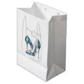 Sac Cadeau Moyen Blue White Snowflakes High Heels Christmas (Devant Angle)