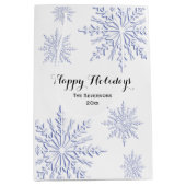 Sac Cadeau Moyen Blue Winter Snowflakes Joyeuses vacances (Devant)