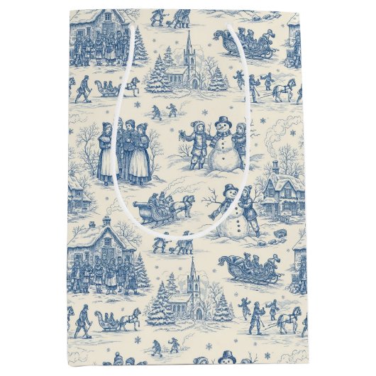 Sac Cadeau Moyen Blue Winter Toile Chinoiserie (Devant)