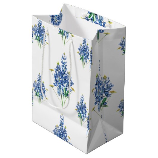 Sac Cadeau Moyen Bluebonnets et Fleurs sauvages (Devant Angle)