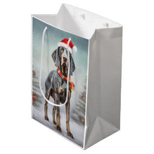 Sac Cadeau Moyen Bluetick Coonhound Dog en Noël de neige