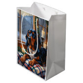 Sac Cadeau Moyen Bluetick Coonhound With Christmas Lights Holiday (Dos Angle)