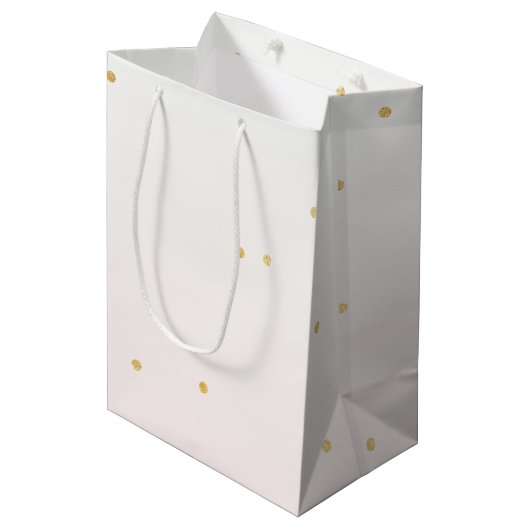 Sac Cadeau Moyen Blush Pink Gold Confetti Sparkle Ombre (Devant Angle)