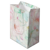 Sac Cadeau Moyen Blush Pink Mint Flowers Birthday (Dos Angle)