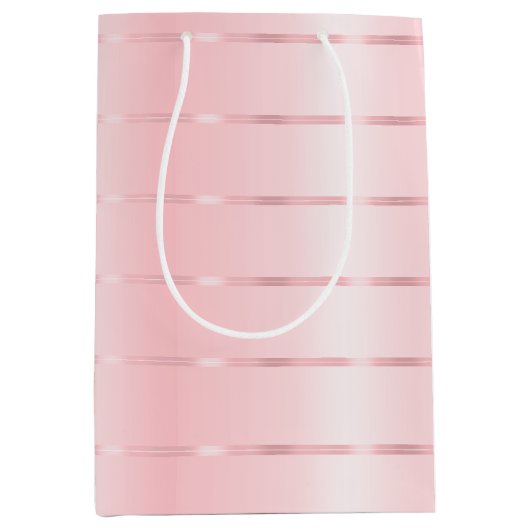 Sac Cadeau Moyen Blush Rose Ruban Nœud Mariage (Devant)