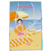 Sac Cadeau Moyen Boboard fille fun plage fête d'anniversaire (Devant)