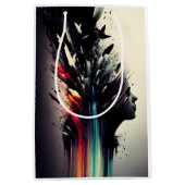 Sac Cadeau Moyen Boho art abstrait avec visage de fille (Devant)