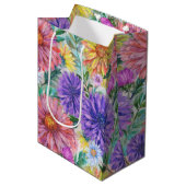 Sac Cadeau Moyen Boho Aster Flowers Floral (Devant Angle)
