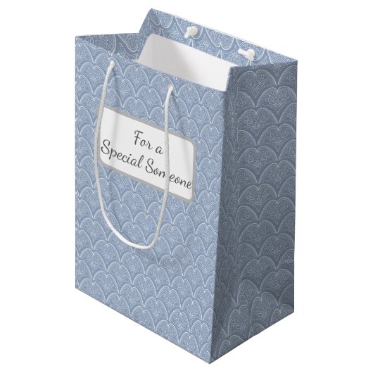 Sac Cadeau Moyen Boho Blue Delicate Shells (Devant Angle)