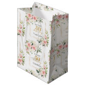 Sac Cadeau Moyen Boho blush rose sauge vert or 50e anniversaire (Devant Angle)