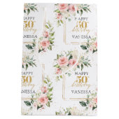 Sac Cadeau Moyen Boho blush rose sauge vert or 50e anniversaire (Dos)