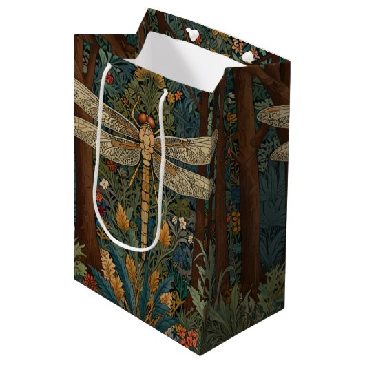 Sac Cadeau Moyen Boho chic dragonfly de style Art nouveau (Devant Angle)