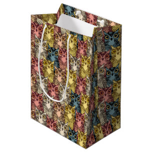 Sac Cadeau Moyen Boho coloré Boodland Owl Motif