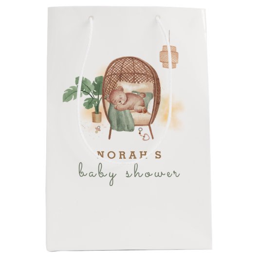 Sac Cadeau Moyen Boho Cosy Teddy Bear Sleep Baby shower (Devant)