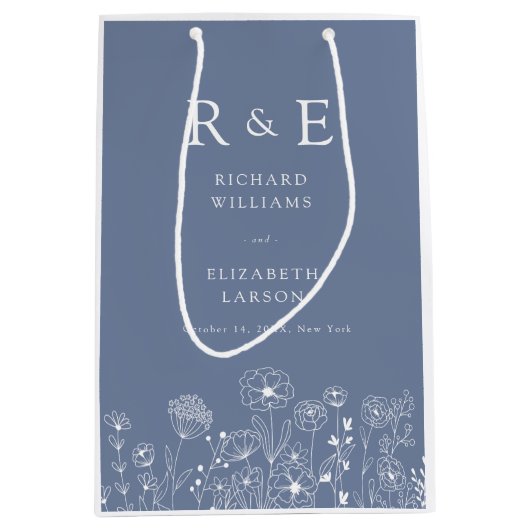 Sac Cadeau Moyen Boho Fleur sauvage moderne Mariage aquarelle (Devant)