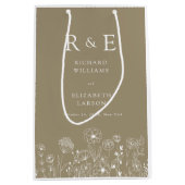 Sac Cadeau Moyen Boho Fleur sauvage moderne Mariage aquarelle (Devant)