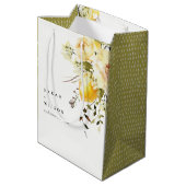 Sac Cadeau Moyen Boho Lemon Aquarelle jaune Mariage floral (Dos Angle)
