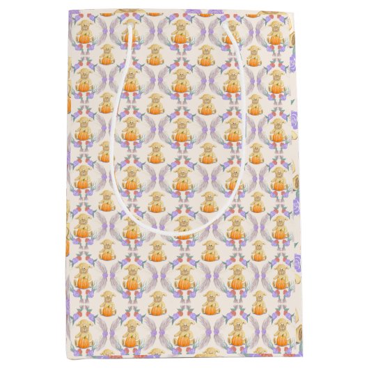 Sac Cadeau Moyen Boho Little Lamb Citrouille Baby shower aquarelle (Devant)