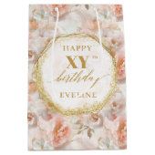 Sac Cadeau Moyen Boho rose clair étincelant 70e anniversaire (Devant)