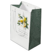 Sac Cadeau Moyen Boho Rustique Aquarelle Jaune Citron Jaune Mariage (Dos Angle)