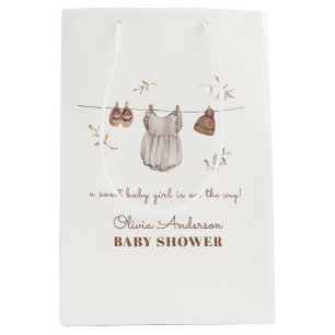 Sac Cadeau Moyen Boho Vintage Watercolor Girl Baby shower de tenue