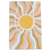 Sac Cadeau Moyen Boho Wavy Sun Rays Retro Design (Devant)