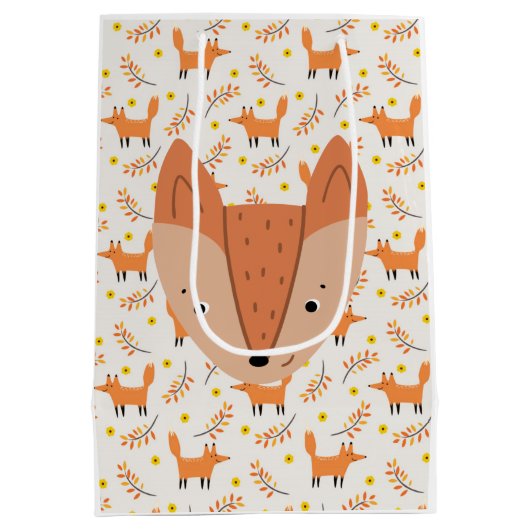Sac Cadeau Moyen Bois Animaux Boho Design Fox (Dos)
