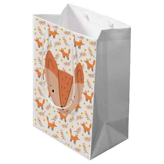 Sac Cadeau Moyen Bois Animaux Boho Design Fox (Dos Angle)