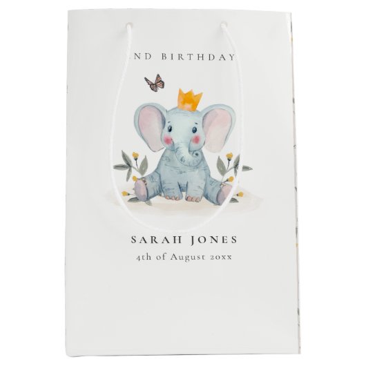 Sac Cadeau Moyen Bois Bébé Folithe Eléphant N'importe quel âge Anni (Devant)