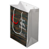 Sac Cadeau Moyen Bois rustique Vin rouge 60e anniversaire (Devant Angle)