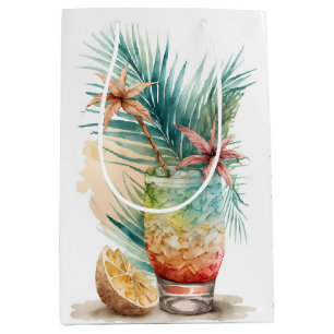 Sac Cadeau Moyen Boissons Tropicales En Blanc