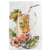 Sac Cadeau Moyen Boissons Tropicales En Blanc (Dos)