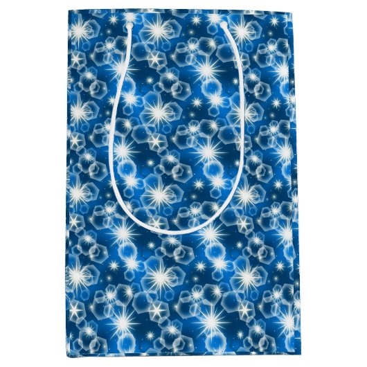 Sac Cadeau Moyen Bokeh Blanc Et Bleu (Devant)