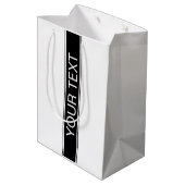 Sac Cadeau Moyen Bold Black & White Stripe Editable Text (Dos Angle)