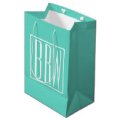 Sac Cadeau Moyen Bold Modern | White on aqua (Devant Angle)