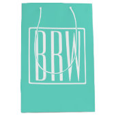 Sac Cadeau Moyen Bold Modern | White on aqua (Devant)