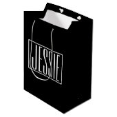 Sac Cadeau Moyen Bold & Modern Your name or Word | White On Black (Devant Angle)