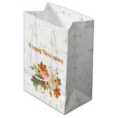 Sac Cadeau Moyen Bon thanksgiving Automne Citrouilles et fleurs (Devant Angle)