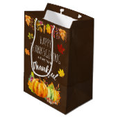 Sac Cadeau Moyen Bon thanksgiving Citrouilles et feuillage d'automn (Dos Angle)