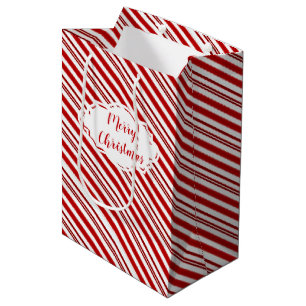 Sac Cadeau Moyen Bonbon à la menthe personnalisé rayé