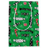 Sac Cadeau Moyen Bonbon de Noël vert de Noël scandinave (Devant)