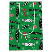 Sac Cadeau Moyen Bonbon de Noël vert de Noël scandinave (Dos)