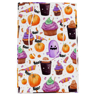Sac Cadeau Moyen Bonbons d'Halloween, friandises et jack-o-lanterns