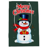 Sac Cadeau Moyen Bonhomme de neige chapeau haut-de-forme noël (Devant)