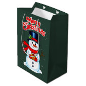 Sac Cadeau Moyen Bonhomme de neige chapeau haut-de-forme noël (Dos Angle)