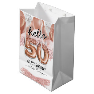 Sac Cadeau Moyen Bonjour 50 Parties scintillant roses Ballons d'ann