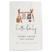 Sac Cadeau Moyen Bonjour bébé | Baby shower Vêtements Boho mignons (Devant)