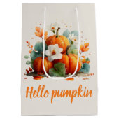 Sac Cadeau Moyen Bonjour Citrouille Automne Floral Design (Dos)