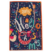 Sac Cadeau Moyen Bonjour Noël Retro Texte Design (Devant)