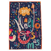 Sac Cadeau Moyen Bonjour Noël Retro Texte Design (Dos)